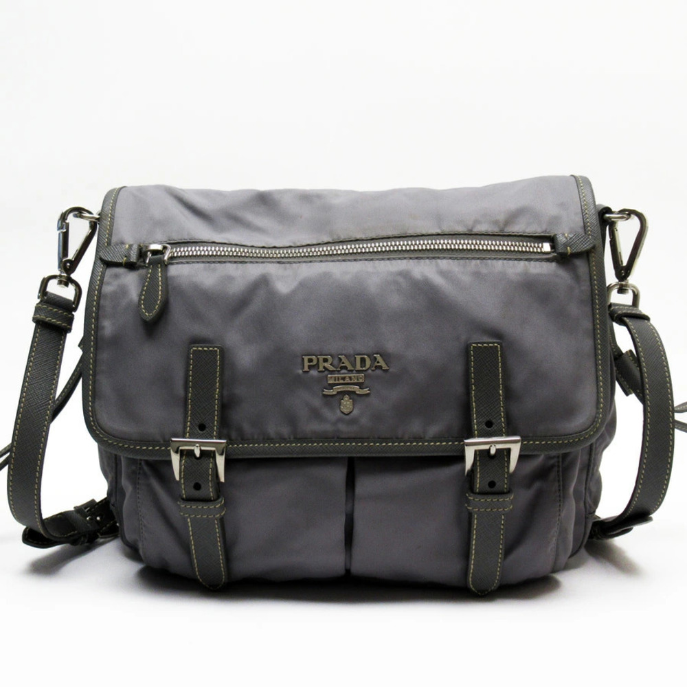 Prada Tessuto messenger bag Black distinctive stitching leather